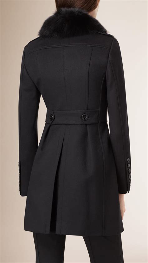 black burberry peacoat wool cashmere fur collar|burberry wool coats for women.